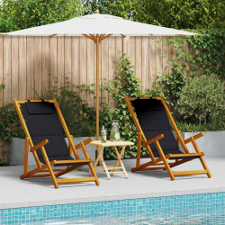 Krzesło plażowe z poduszką 2 pcs Brązowy 61.5 x 123 x 82cm