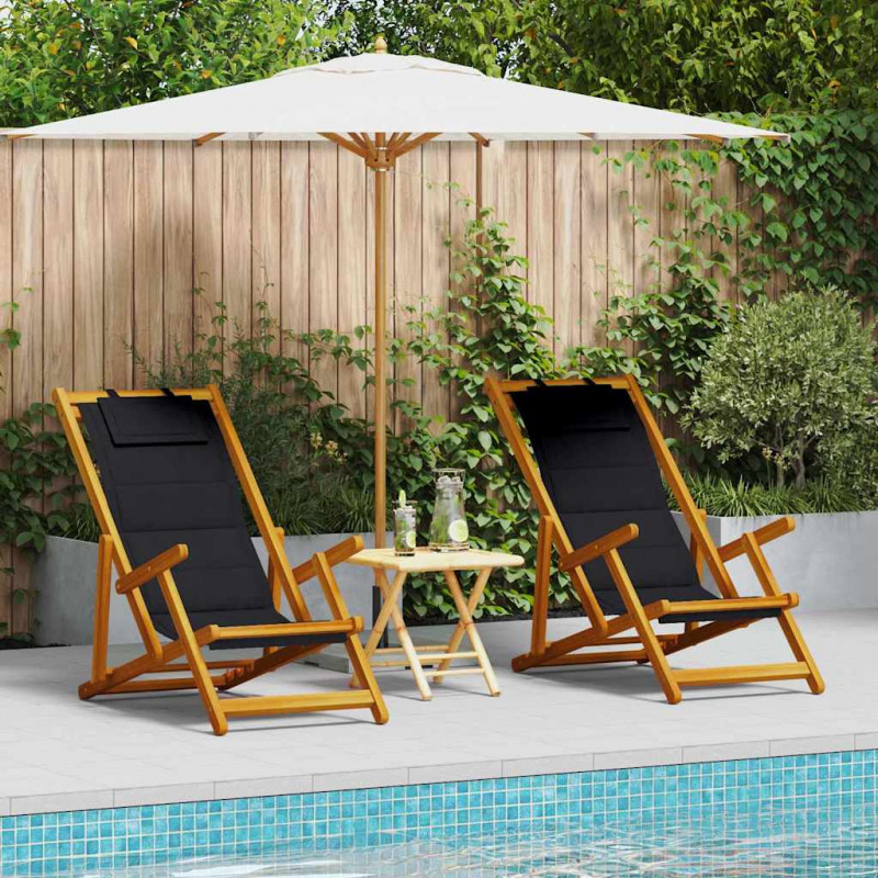 Krzesło plażowe z poduszką 2 pcs Brązowy 61.5 x 123 x 82cm