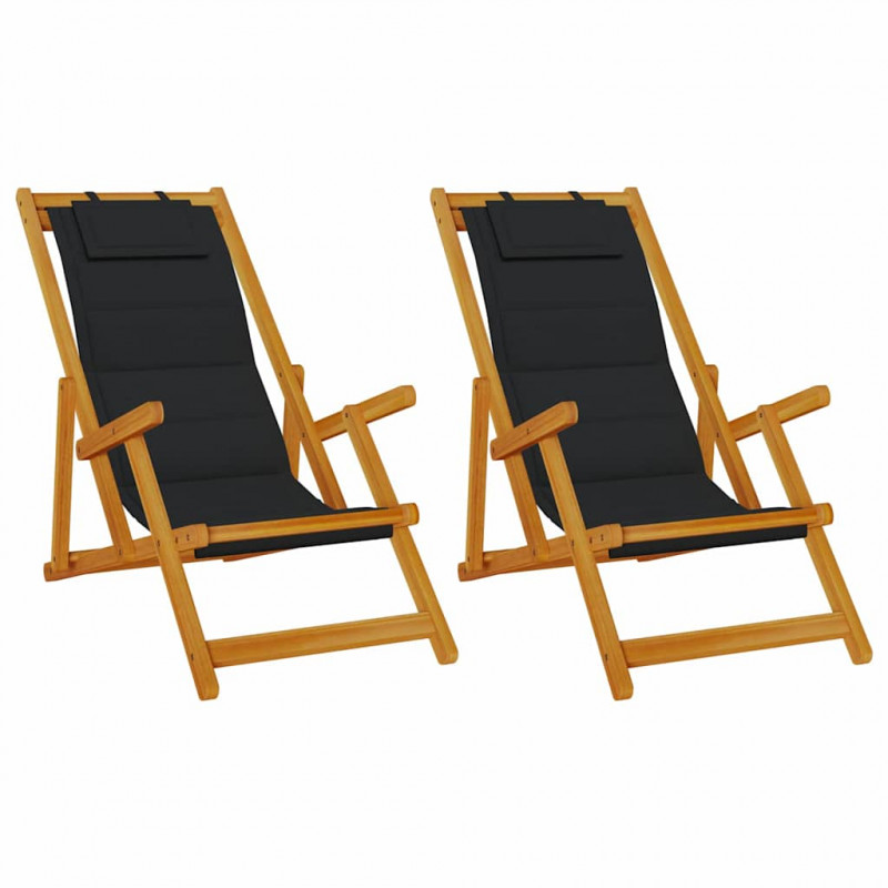 Krzesło plażowe z poduszką 2 pcs Brązowy 61.5 x 123 x 82cm