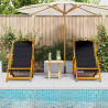Krzesło plażowe z poduszką 2 pcs Brązowy 61.5 x 123 x 82cm