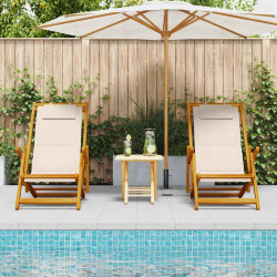 Krzesło plażowe z poduszką 2 pcs Brązowy 61.5 x 123 x 82cm