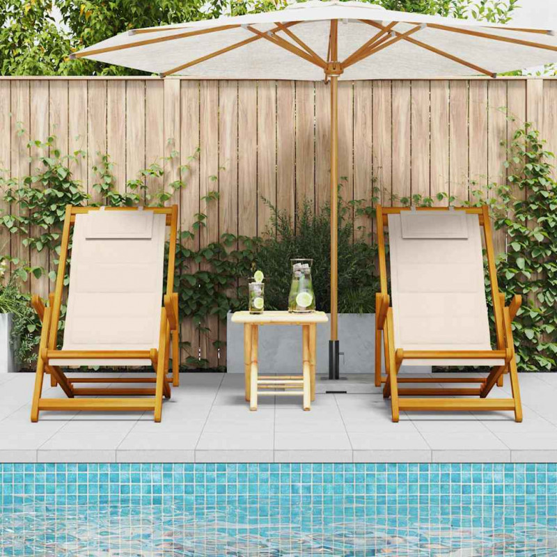 Krzesło plażowe z poduszką 2 pcs Brązowy 61.5 x 123 x 82cm