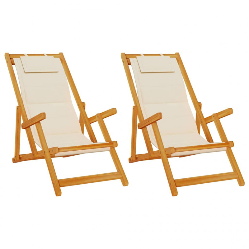 Krzesło plażowe z poduszką 2 pcs Brązowy 61.5 x 123 x 82cm