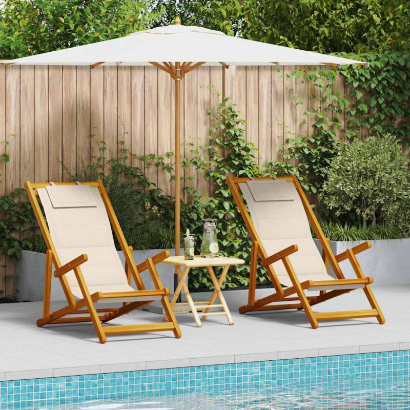 Krzesło plażowe z poduszką 2 pcs Brązowy 61.5 x 123 x 82cm