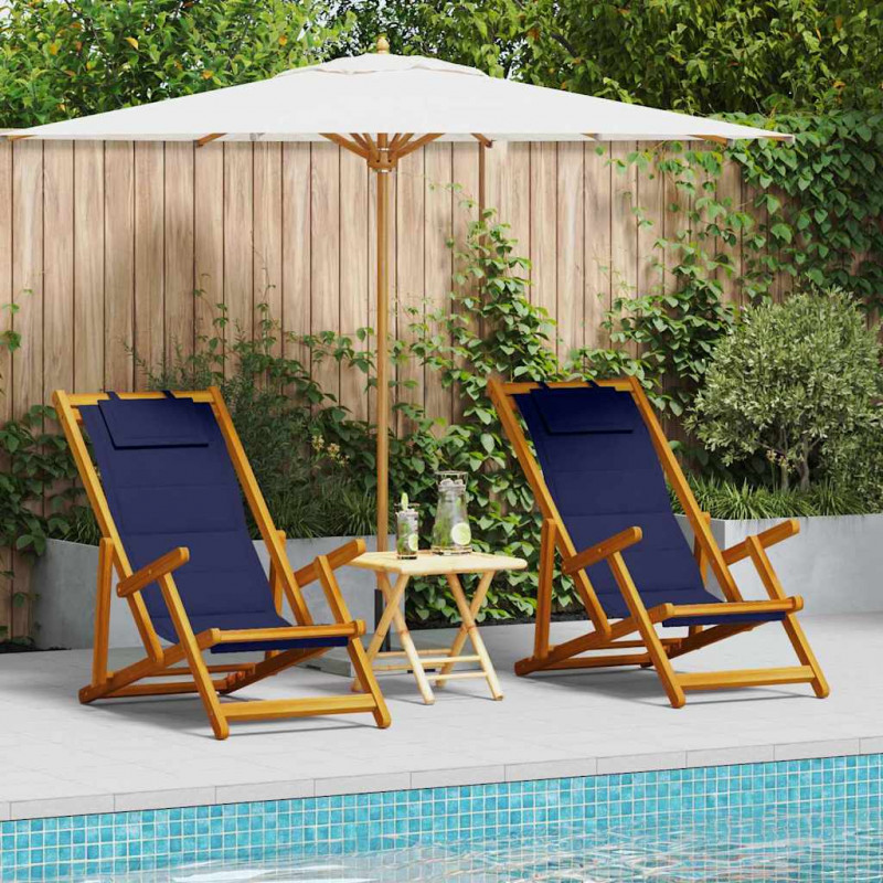 Krzesło plażowe z poduszką 2 pcs Brązowy 61.5 x 123 x 82cm