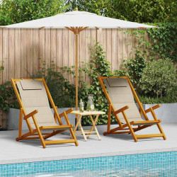 Krzesło plażowe z poduszką 2 pcs Brązowy 61.5 x 123 x 82cm