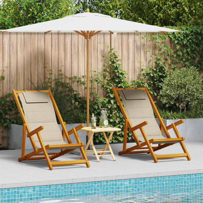 Krzesło plażowe z poduszką 2 pcs Brązowy 61.5 x 123 x 82cm