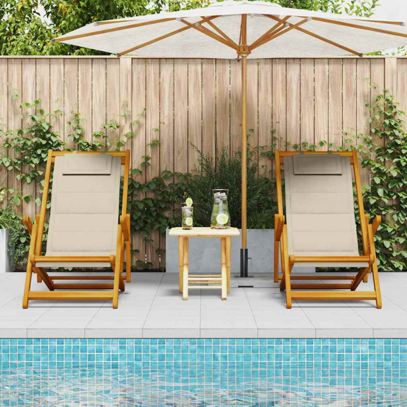 Krzesło plażowe z poduszką 2 pcs Brązowy 61.5 x 123 x 82cm