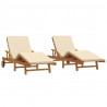 Leżak 2 pcs Beżowy 200 x 67 x 84 cm Lite Drewno Akacji