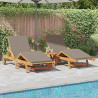 Leżak 2 pcs Ciemnoszary 200 x 67 x 84cm Lite drewno akacjowe