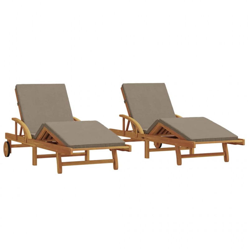 Leżak 2 pcs Ciemnoszary 200 x 67 x 84cm Lite drewno akacjowe