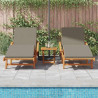 Leżak 2 pcs Ciemnoszary 200 x 67 x 84cm Lite drewno akacjowe