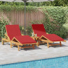 Leżak 2 pcs Czerwony 200 x 67 x 84cm Lite drewno akacjowe