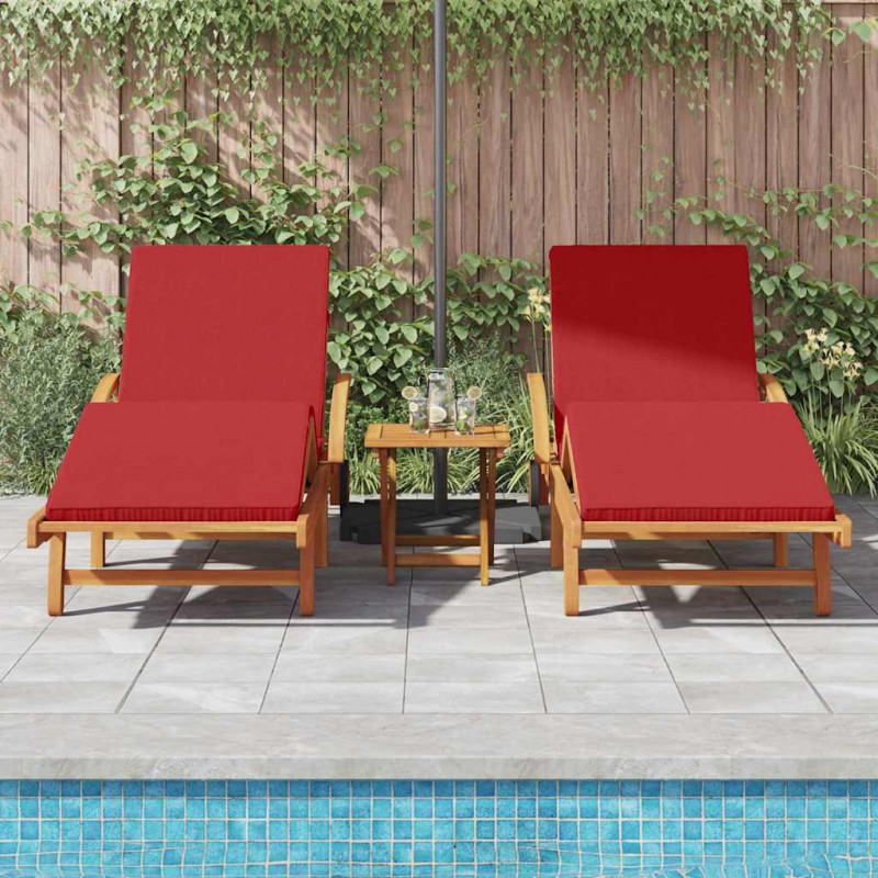 Leżak 2 pcs Czerwony 200 x 67 x 84cm Lite drewno akacjowe