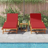 Leżak 2 pcs Czerwony 200 x 67 x 84cm Lite drewno akacjowe