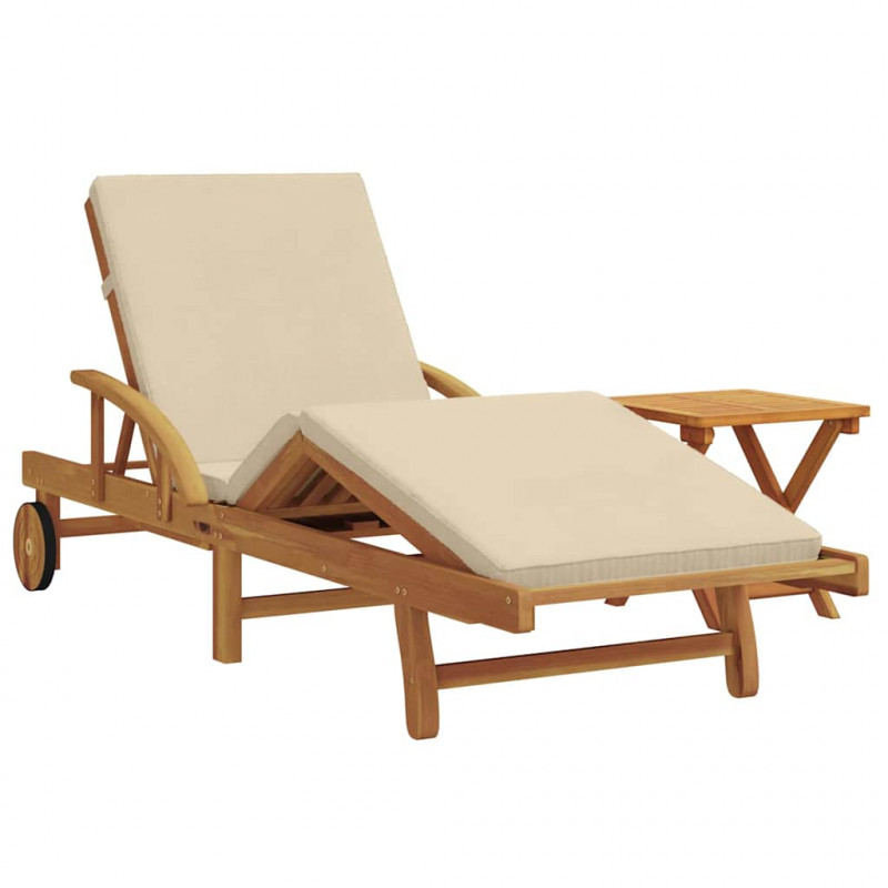 Leżak 1-osoba 2 pcs Beżowy 40 x 40 x 40cm Lite drewno akacjowe