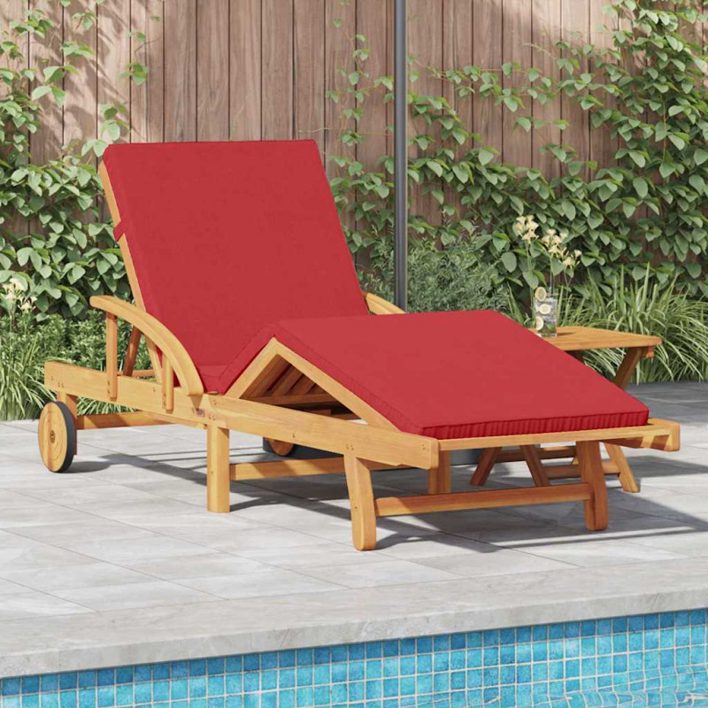 Leżak 2 pcs Czerwony Lite Drewno Akacji