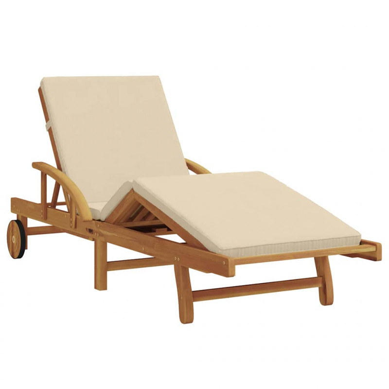 Leżak 3 pcs Beżowy Lite Drewno Akacji