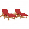Leżak 3 pcs Czerwony 40 x 40 x 40cm Lite drewno akacjowe