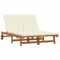Leżak 2-osoba Brązowy 63 x 199 x 85 cm Lite Drewno Akacji