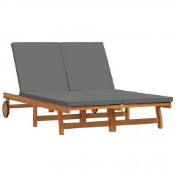 Leżak 2-osoba Brązowy 63 x 199 x 85 cm Lite Drewno Akacji