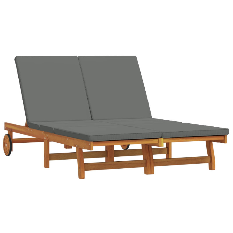 Leżak 2-osoba Brązowy 63 x 199 x 85 cm Lite Drewno Akacji