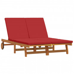 Leżak 2-osoba Brązowy 63 x 199 x 85 cm Lite Drewno Akacji