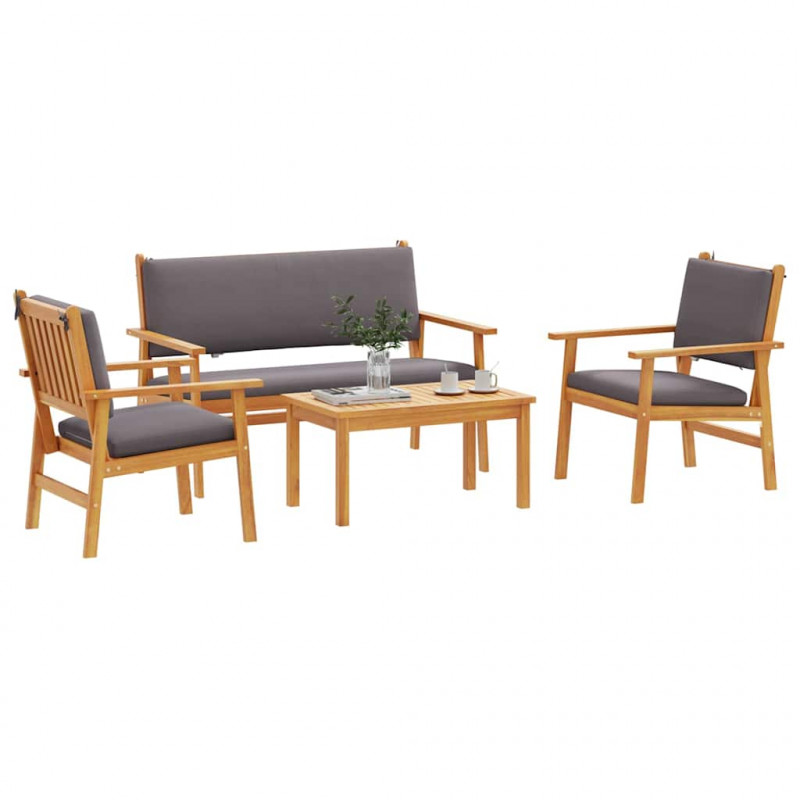 Zestaw Sof na Ogród 4 pcs Brązowy 120 x 65,5 x 79 cm