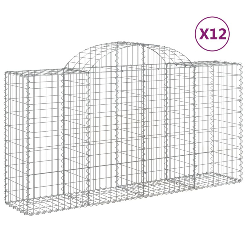 Kosze gabionowe, 12 szt, 200x50x100/120cm, galwanizowane żelazo