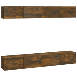 Ścienne szafki TV, 4 szt., przydymiony dąb, 100x30x30 cm