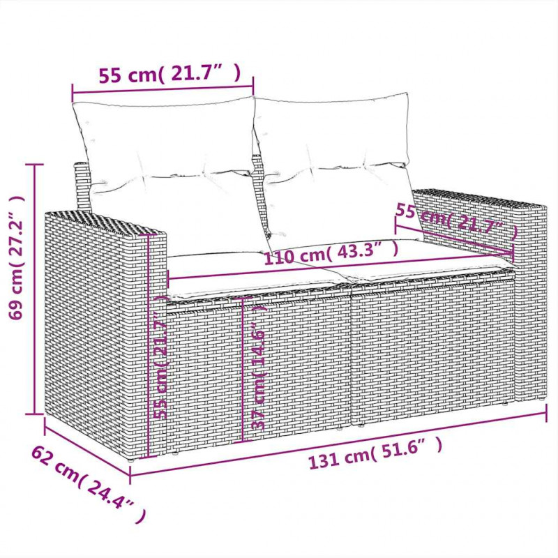 10-cz. zestaw mebli ogrodowych z poduszkami, beżowy, polirattan