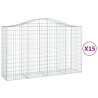 Kosze gabionowe, 15 szt, 200x50x120/140cm, galwanizowane żelazo