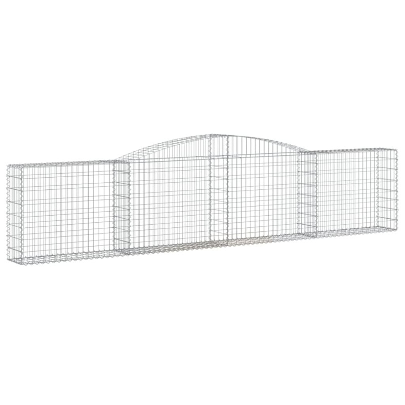 Kosze gabionowe, 9 szt, 400x30x80/100 cm, galwanizowane żelazo