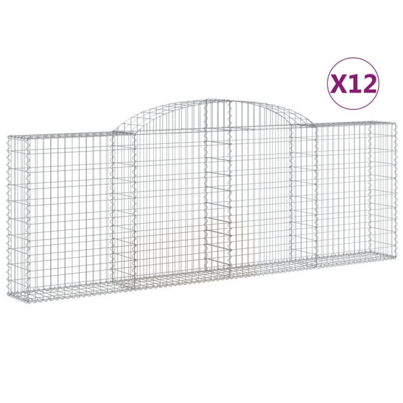Kosze gabionowe, 12 szt, 300x30x100/120cm, galwanizowane żelazo
