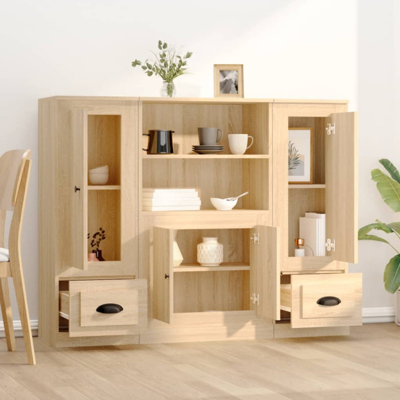 Wysokie szafki, 3 szt., dąb sonoma, materiał drewnopochodny