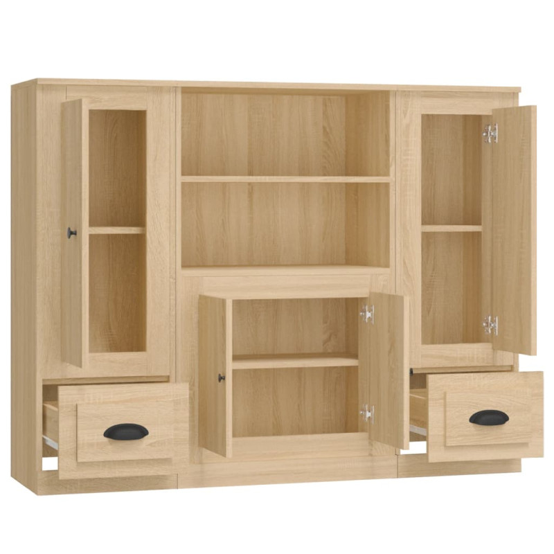 Wysokie szafki, 3 szt., dąb sonoma, materiał drewnopochodny