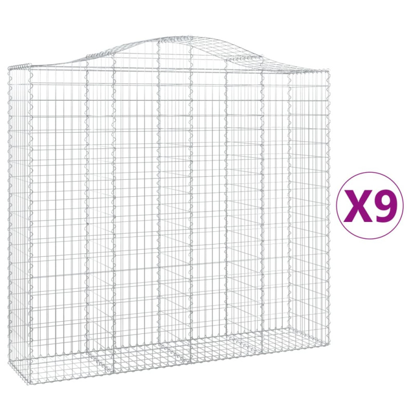 Kosze gabionowe, 9 szt, 200x50x180/200 cm, galwanizowane żelazo
