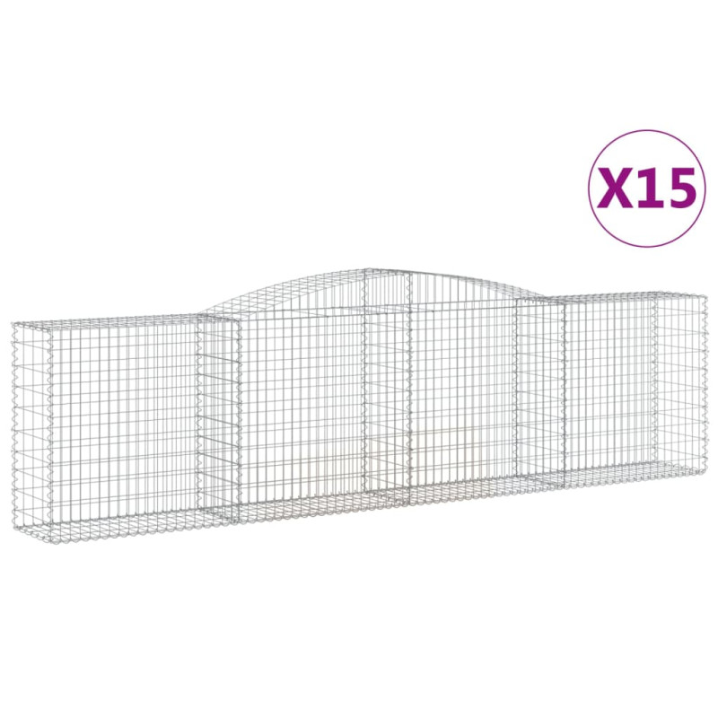 Kosze gabionowe, 15 szt, 400x50x100/120cm, galwanizowane żelazo
