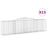 Kosze gabionowe, 15 szt, 400x50x100/120cm, galwanizowane żelazo