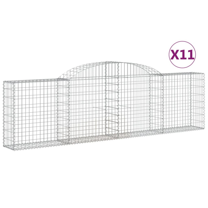 Kosze gabionowe, 11 szt, 300x30x80/100 cm, galwanizowane żelazo