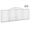 Kosze gabionowe, 15 szt, 300x30x100/120cm, galwanizowane żelazo
