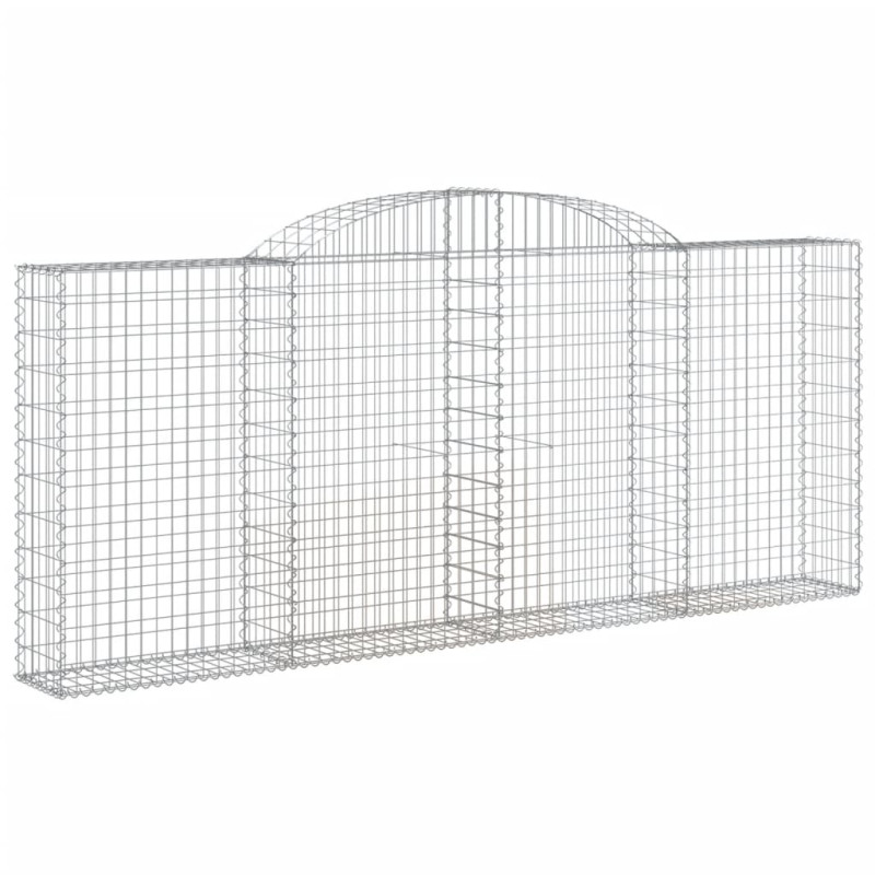 Kosze gabionowe, 7 szt, 300x30x120/140 cm, galwanizowane żelazo