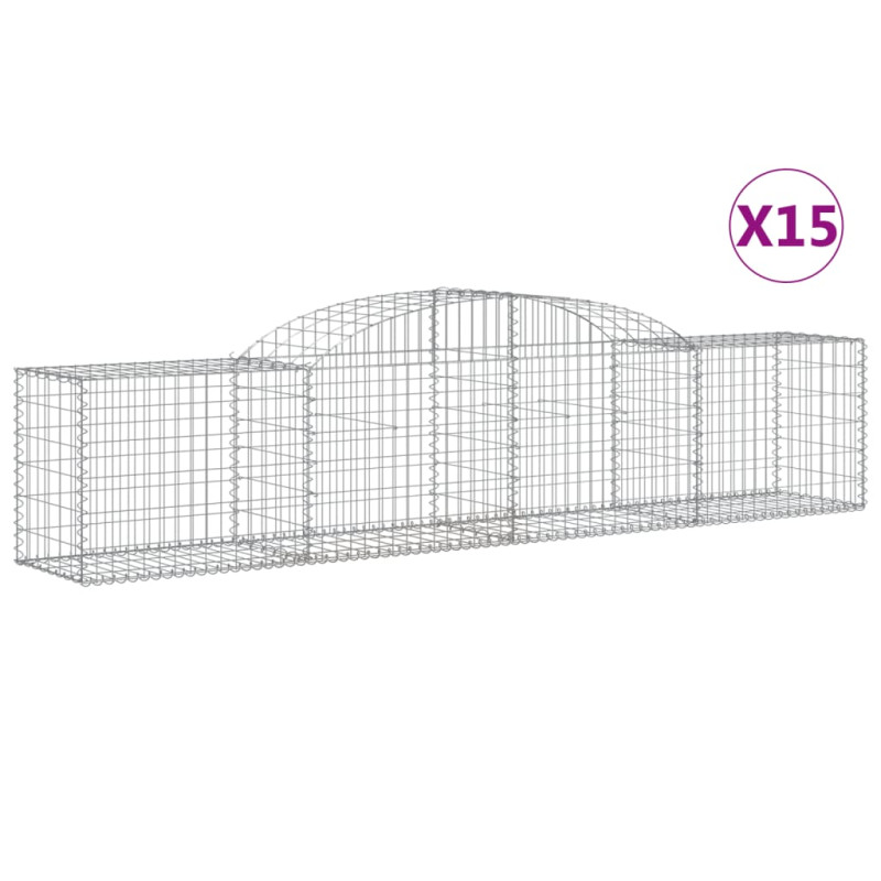 Kosze gabionowe, 15 szt., 300x50x60/80 cm, galwanizowane żelazo