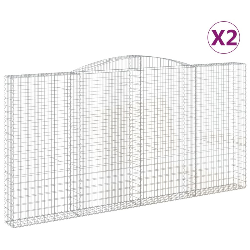 Kosze gabionowe, 2 szt, 400x30x200/220 cm, galwanizowane żelazo
