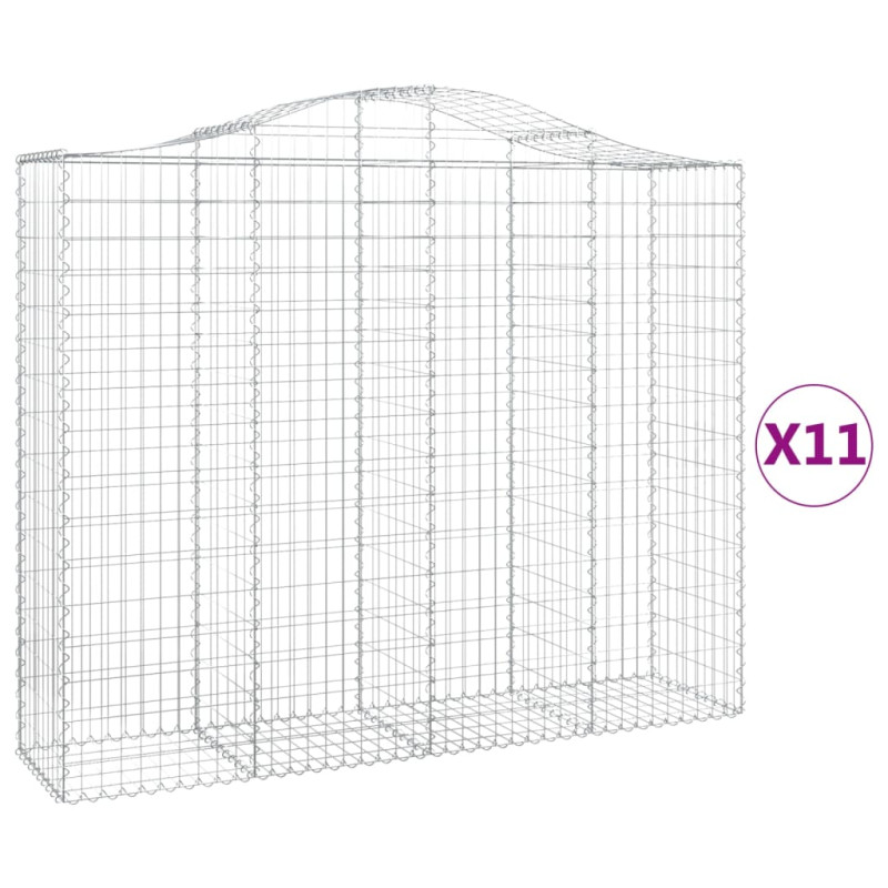 Kosze gabionowe, 11 szt, 200x50x160/180cm, galwanizowane żelazo