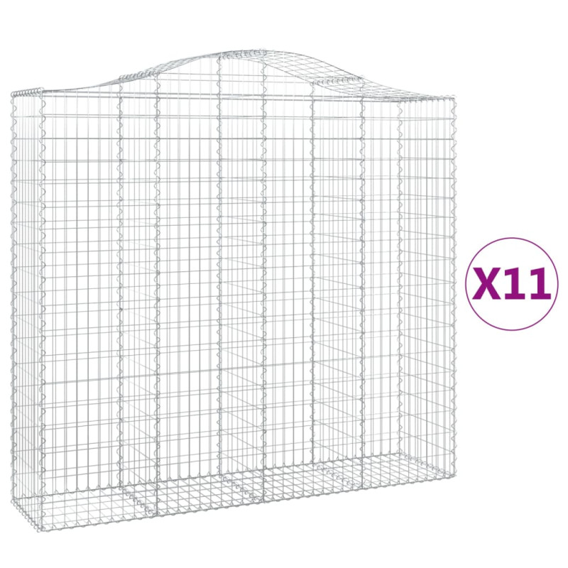 Kosze gabionowe, 11 szt, 200x50x180/200cm, galwanizowane żelazo