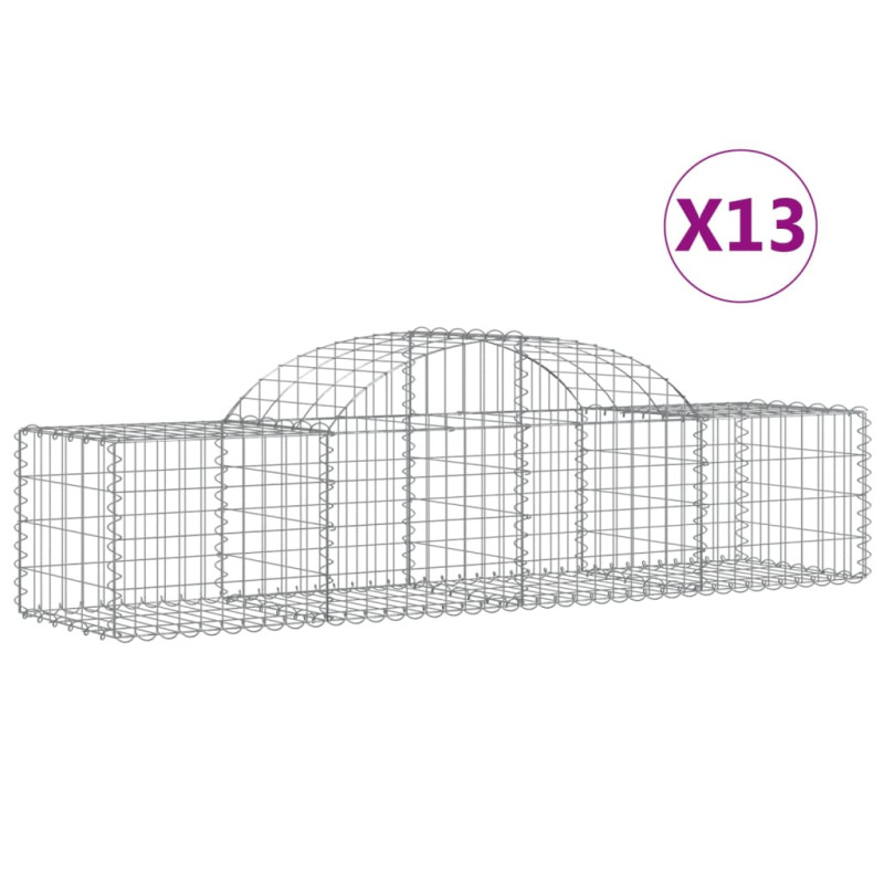 Kosze gabionowe, 13 szt, 200x50x40/60 cm, galwanizowane żelazo