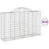 Kosze gabionowe, 14 szt, 200x50x120/140cm, galwanizowane żelazo