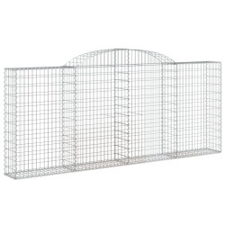 Kosze gabionowe, 9 szt, 300x30x120/140cm, galwanizowane żelazo