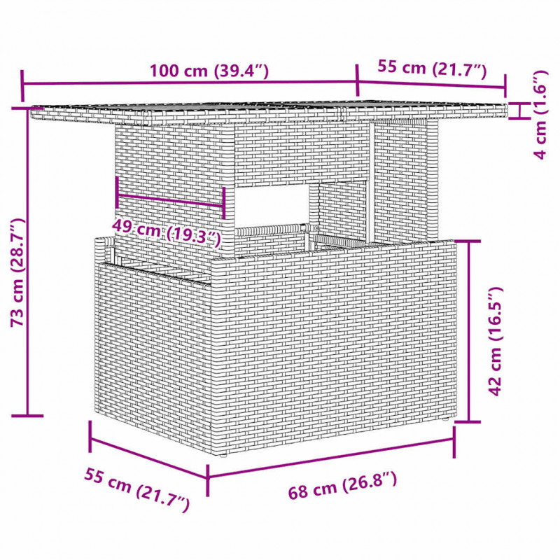 9-cz. zestaw mebli ogrodowych z poduszkami, beżowy, polirattan